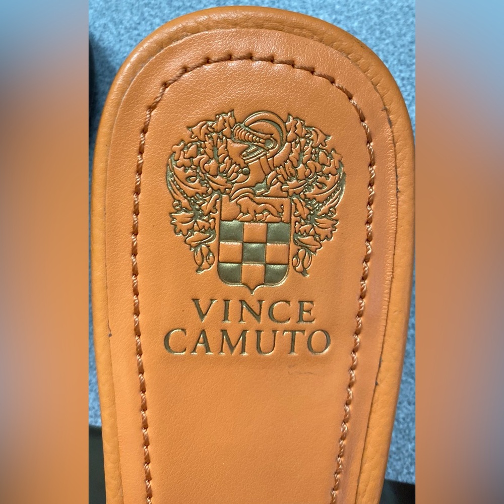Vince Camuto Orange Leather Mules with Gold Accent - Picture 12 of 15
